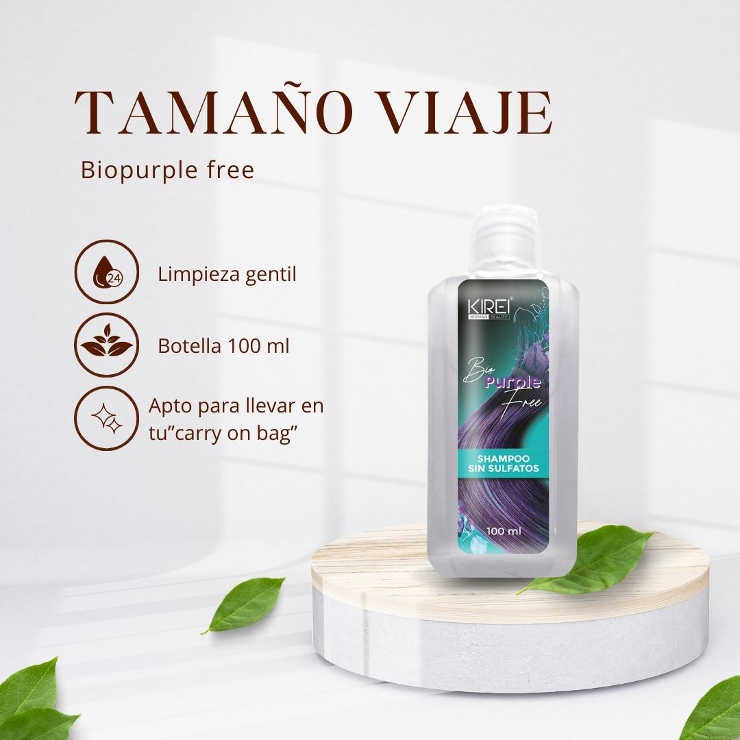 Shampoo sin sulfatos Biopurple free tamaño viaje